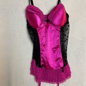 Vibrant Fuchsia and Black Chemise